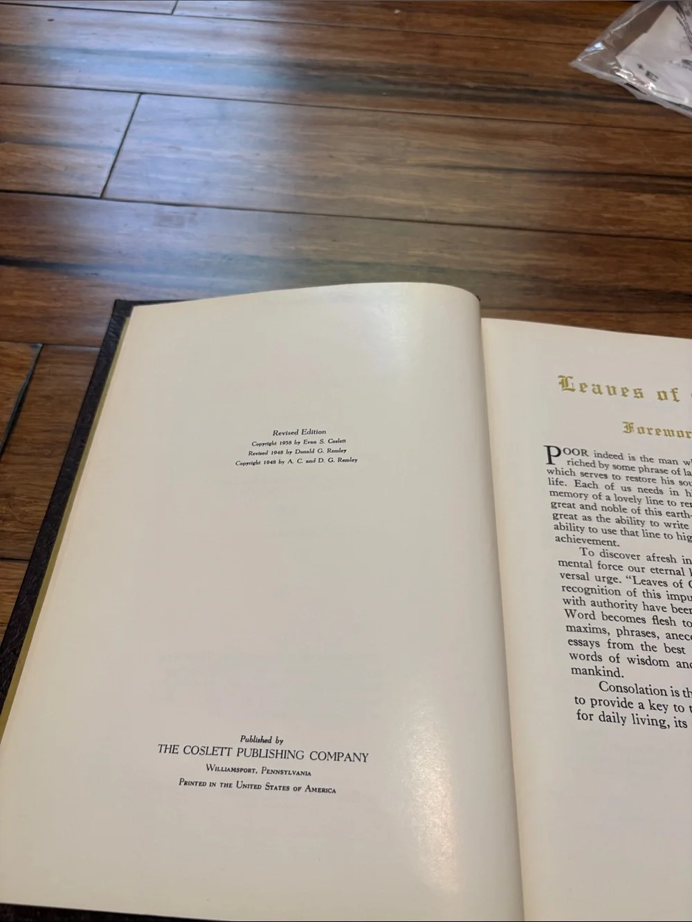 Leaves Of Gold 1948 Leather-bound Anthology Book